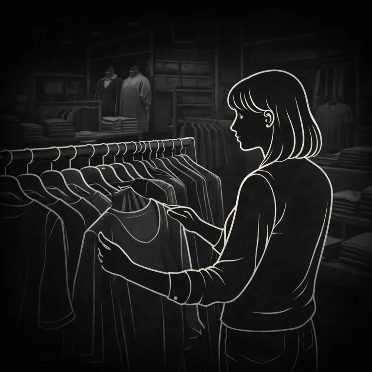 Woman shopping for clothes in an apparel store