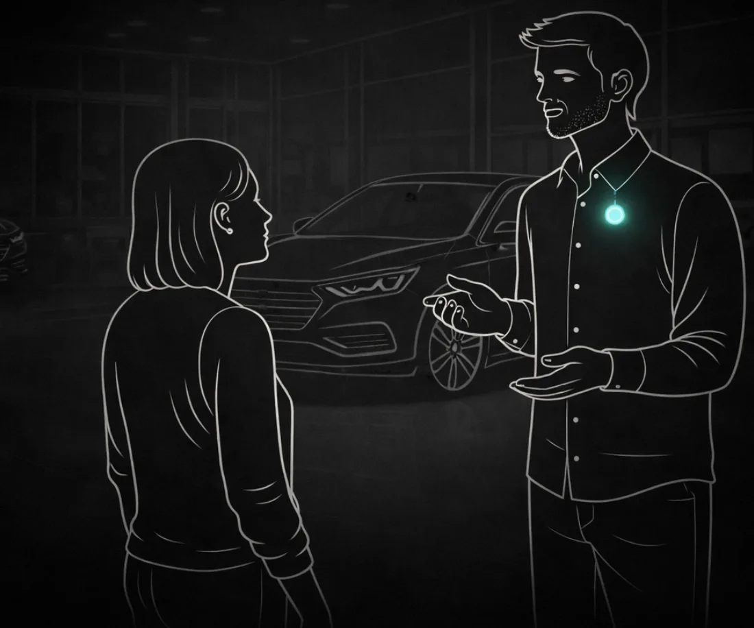 Sales associate assisting a customer at a dealership