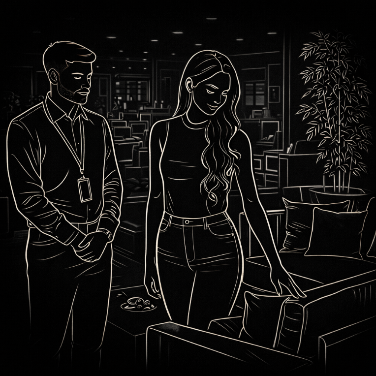 Couple in a furniture showroom