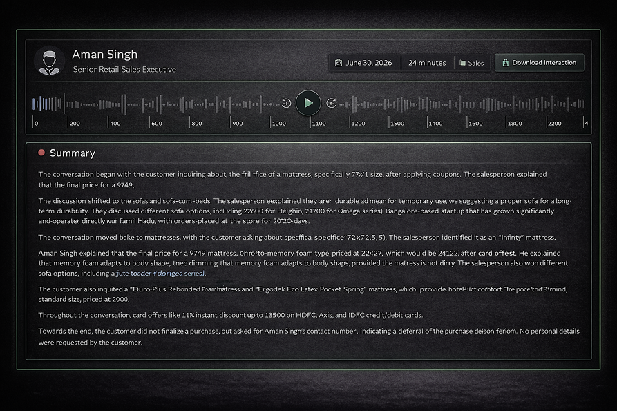 Conversation playback and summary interface